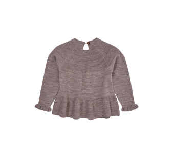 Copenhagen Colors merinowoolen blouse with frill brown