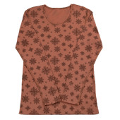 Joha woolen long sleeve shirt redbrown with snowflakes