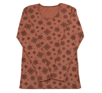 Joha woolen long sleeve shirt redbrown with snowflakes