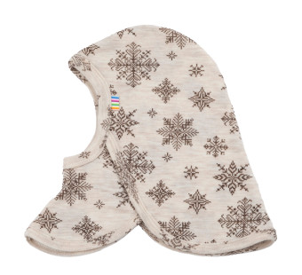 Joha wollen balaclava beige met sneeuwvlokken (97417)