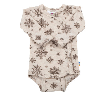 Joha wollen wikkelromper beige met sneeuwvlokken (67416)