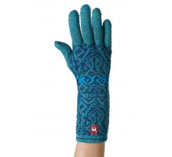 Apu Kuntur baby alpaca gloves turquoise with motive