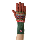 Apu Kuntur baby alpaca gloves green with rust with motive