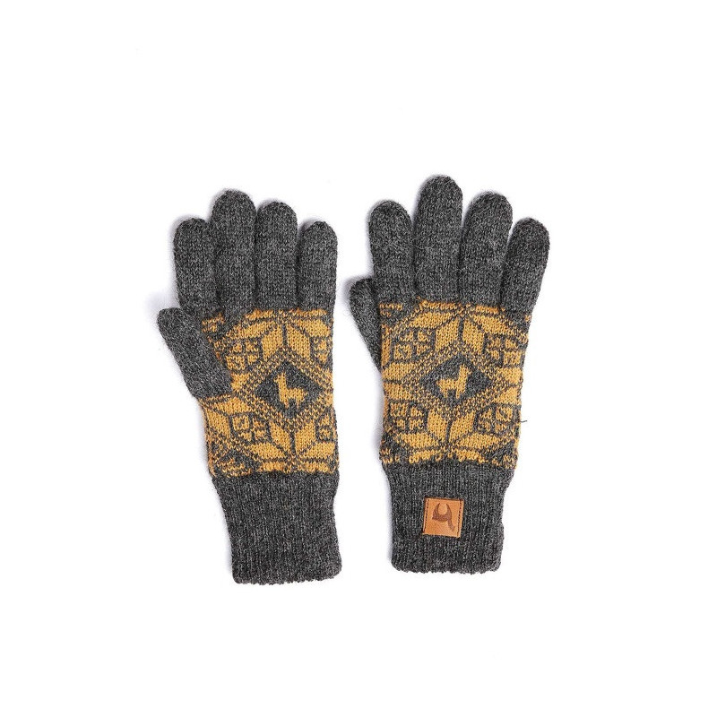 Apu Kuntur grey alpaca mittens with cotton fleece inside