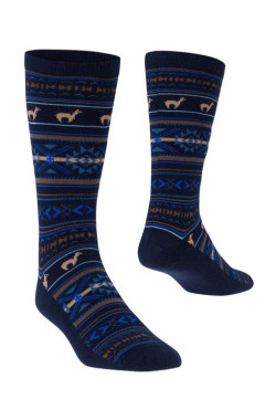 Apu Kuntur sokken alpaca wol blauw met motief