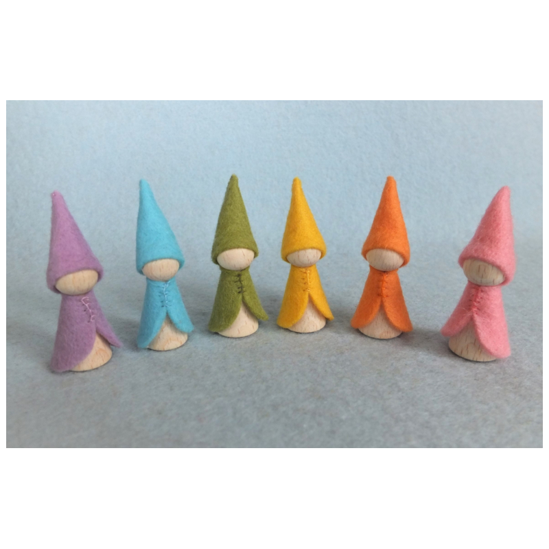 Zes regenboogkabouters helder (Atelier Pippilotta)