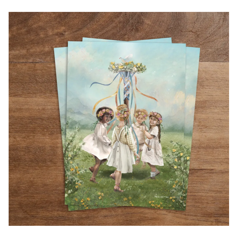 Iris Esther postal card maypole dance