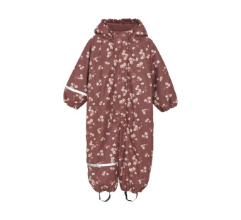 Celavi  rainsuit with fleece lining apple butter and flowers