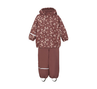 Celavi rain suit fleece lined with flowers apple butter