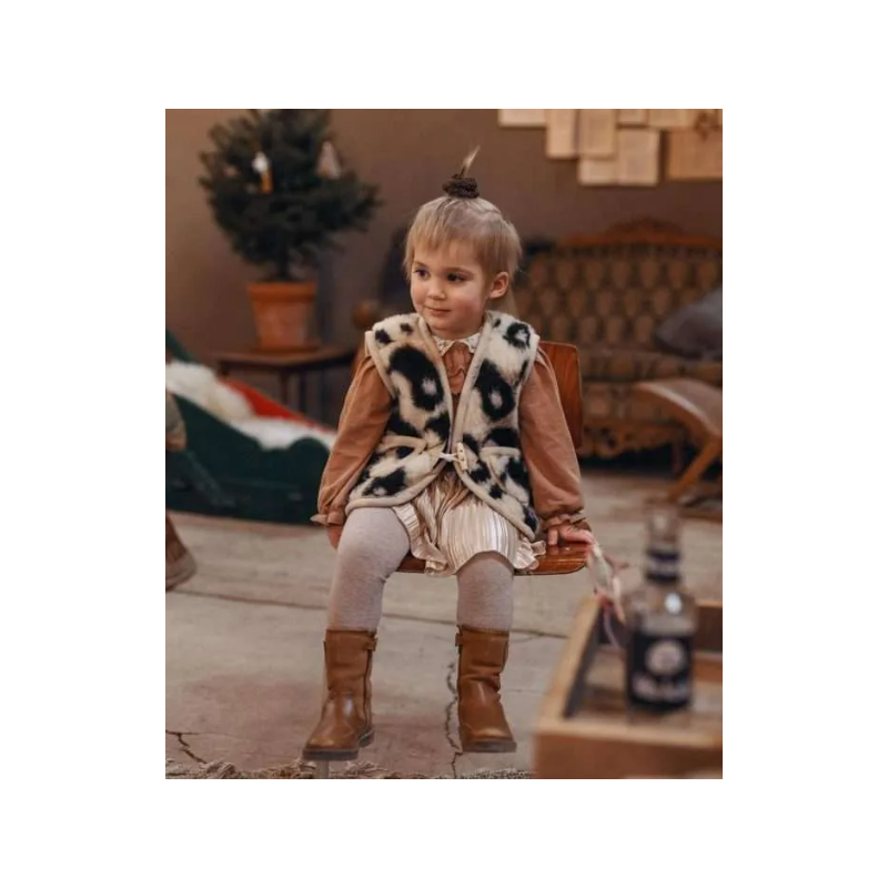 We are wovens wollen bodywarmer giraf (kind)