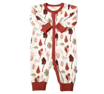 Joha outlet jumpsuit bamboe bordeaux met blaadjes