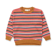 Sense Organics knitted sweater pink blue camel striped