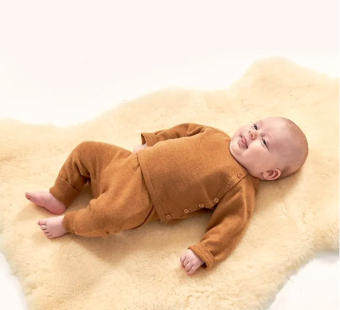 Sense Organics baby cardigan in merino wool camel