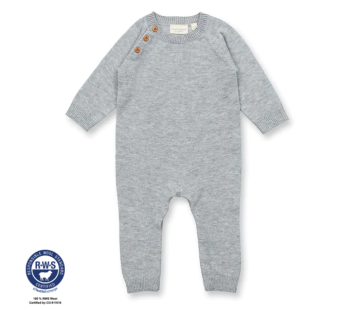 Sense Organics baby romper in merino wool grey