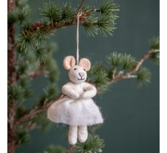 Sjaal met verhaal hanger ballerina muis wit