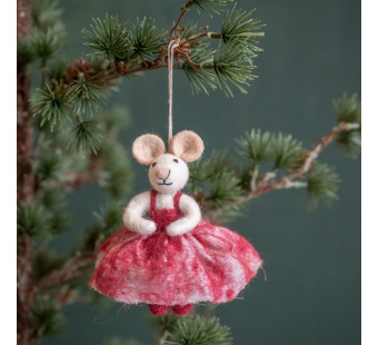 Sjaal met verhaal hanger ballerina muis rood