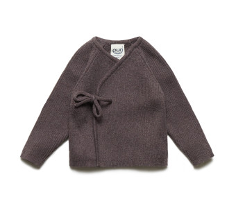 Puri organics cardigan chocolade 80% cotton 20% wool