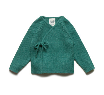 Puri organics cardigan forest green 80% cotton 20% wool