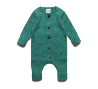 Puri organics jumpsuit forest green 80% cotton 20% wool