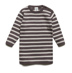 Puri organics gebreide jurk mauve 80% katoen 20% wol