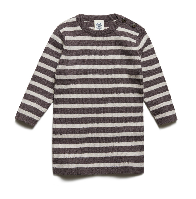 Puri organics gebreide jurk mauve 80% katoen 20% wol