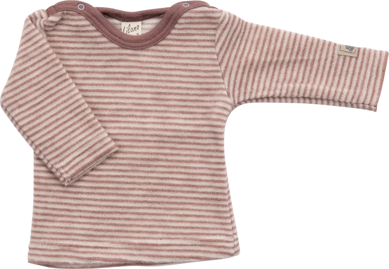 Lilano wolplush babytrui mauve gestreept (250006)