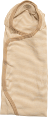 Lilano woolsilk wrap around blanket with buttons sand striped  (100385)