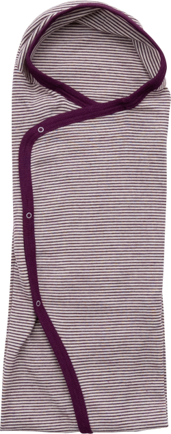 Lilano woolsilk wrap around blanket with buttons purple striped  (100385)