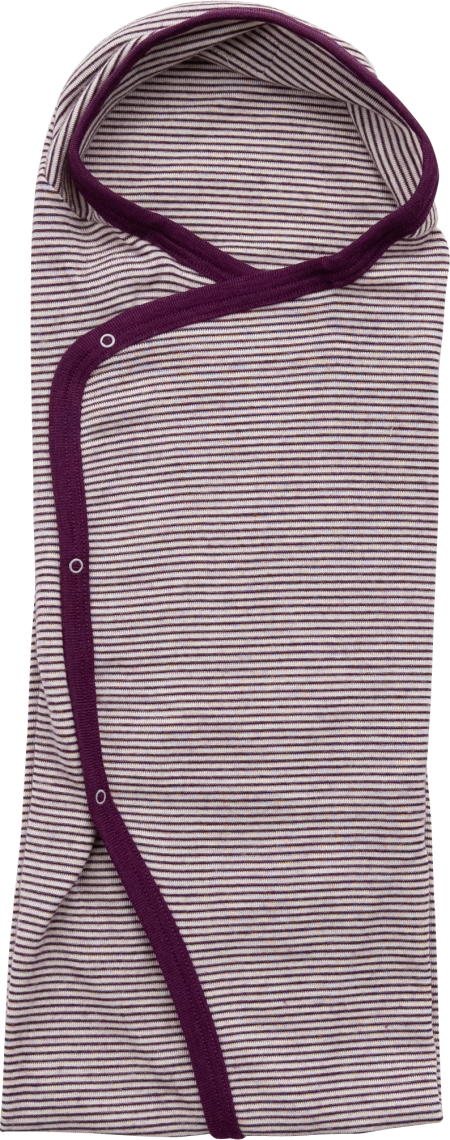 Lilano woolsilk wrap around blanket with buttons purple striped  (100385)