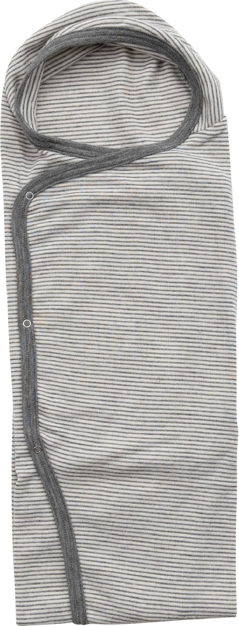 Lilano woolsilk wrap around blanket with buttons grey striped  (100385)