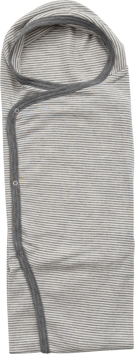 Lilano woolsilk wrap around blanket with buttons grey striped  (100385)