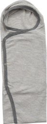 Lilano woolsilk wrap around blanket with buttons grey striped  (100385)