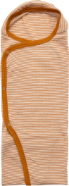 Lilano woolsilk wrap around blanket with buttons curry striped  (100385)