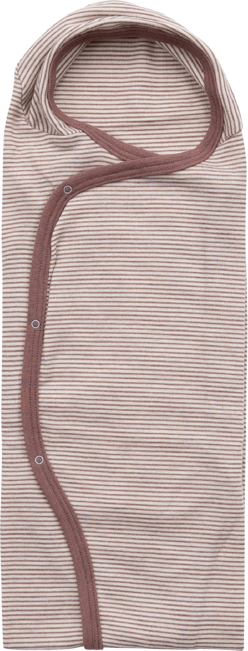 Lilano woolsilk wrap around blanket with buttons mauve striped  (100385)
