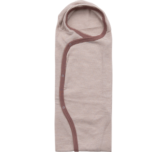 Lilano woolsilk wrap around blanket with buttons mauve striped  (100385)