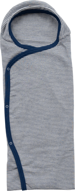 Lilano woolsilk wrap around blanket with buttons navy striped  (100385)