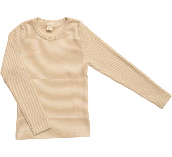 Lilano wolzijde longsleeve met ronde hals zand gestreept (100302) Lilano wolzijde longsleeve met ronde hals zand gestreept (100302)