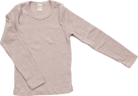 Lilano wolzijde longsleeve met ronde hals Mauve gestreept  (100302)