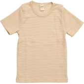 Lilano wool silk short sleeved shirt sand striped