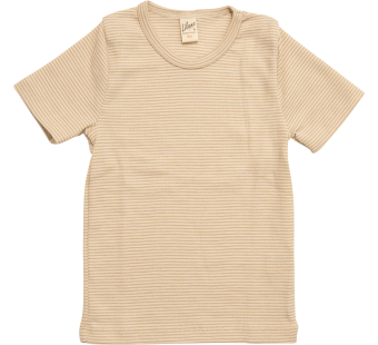 Lilano wool silk short sleeved shirt sand striped