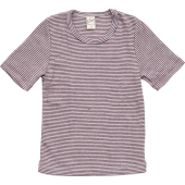 Lilano wool silk short sleeved shirt purple striped