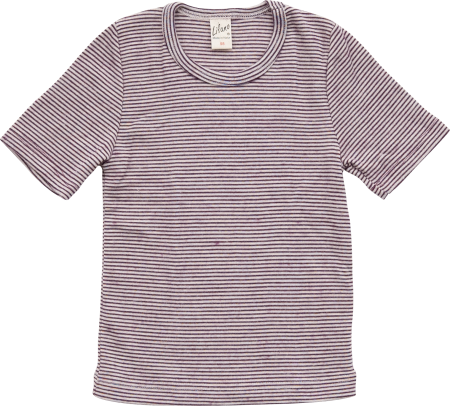 Lilano wool silk short sleeved shirt purple striped