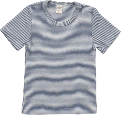 Lilano wool silk short sleeved shirt navy striped