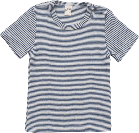 Lilano wool silk short sleeved shirt navy striped