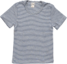 Lilano wool silk short sleeved shirt navy striped