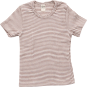 Lilano wool silk short sleeved shirt mauve striped