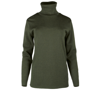 Reiff woolen ladies sweater with collar forest green