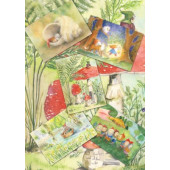 Set of 5 cards 'Dwarfs in Autumn'