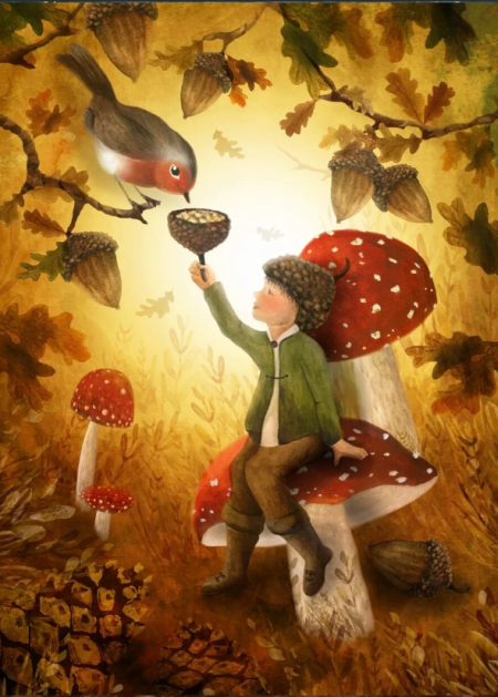 Postkaart Magical Season- Bijdehansje