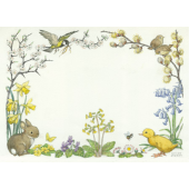 Postal card Border design with rabbits duckling and birds (Molly Brett) 223